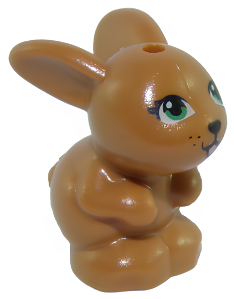 Кролик Lego 34050pb01 Bunny / Rabbit, Friends, Sitting with Green Eyes, Black Nose and Mouth, and Bright Pink Tongue Pattern U